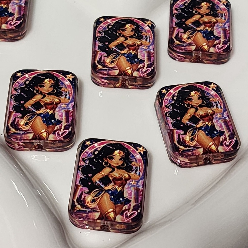 Superhero Beads 2 Pcs Focal Bead Beaded Pen Acrylic Charms Woman